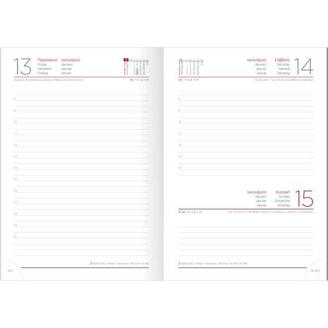 Ημερολόγιο ημερήσιο The Writing Fields All Times 320 17x24cm 2026 ημιεύκαμπτo εξώφυλλο από ματ δερματίνη κόκκινο